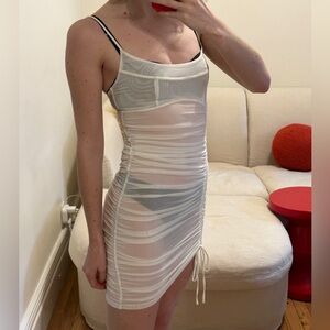 Dana Foley NYC Sheer Mesh Ruched Mini Dress